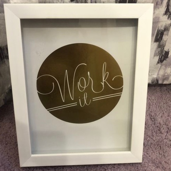 “Work It” Framed Inspiration in White & Gold Foil - Picture 2 of 2